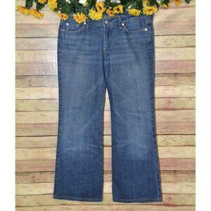 Ladies Seven for All Mankind Wide Leg Crop Vintage Dojo Jeans Size 32 Light Wash